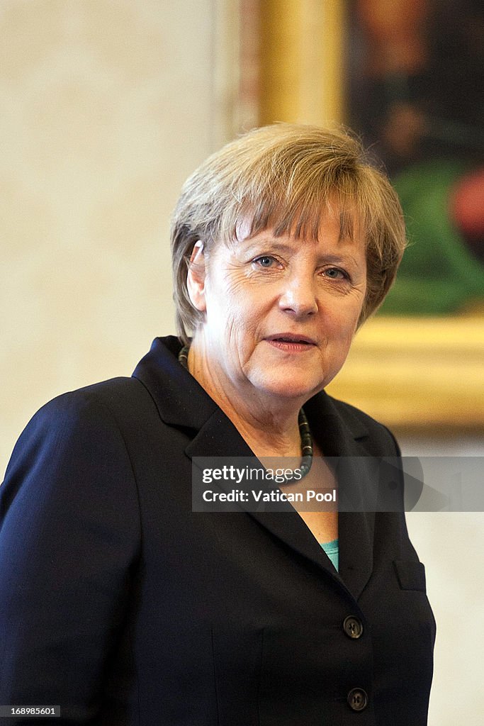 Pope Frances Meets With Chancellor of Germany  Angela Merkel