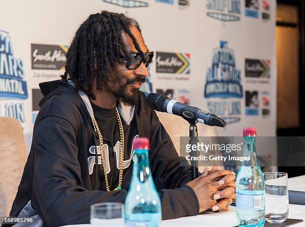 Snoop Lion pictured at the press conference for MTV Africa All Stars KwaZulu-Natal with Snoop Lion at Beverly Hills Hotel on May 17, 2013 in Durban,...