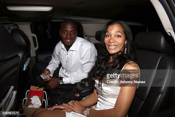 Player Plaxico Burress and wife Tiffany Burress arrive at The Plaxico Burress Collection Launch Event at XVI on May 17 in New York City.