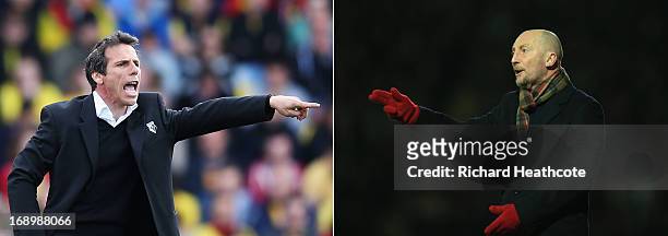 In this composite image a comparison has been made between Watford manager Gianfranco Zola and Crystal Palace manager Ian Holloway. Original image...