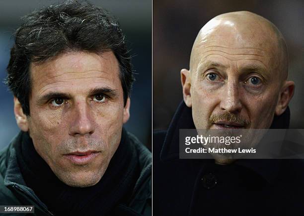 In this composite image a comparison has been made between Watford manager Gianfranco Zola and Crystal Palace manager Ian Holloway. Original image...