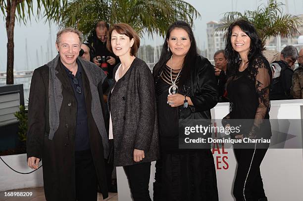 Director Arnaud Desplechin, Actresses Gina McKee, Misty Upham and Michelle Thrush attend the photocall for 'Jimmy P. ' at the Palais des Festivals...