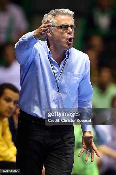 Head coach Thierry Anti of Nantes shouts during the EHF Cup Semi Final match between Tvis Holstebro and HBC Nantes at Palais des Sports de Beaulieu...