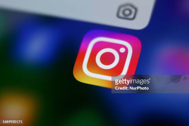 Instagram icon displayed on a phone screen is seen in this illustration photo taken in Krakow, Poland on September 26, 2023.