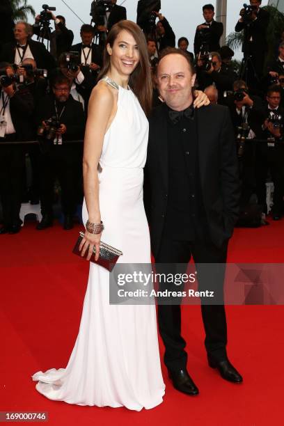 Model Jessica Miller and drummer Lars Ulrich attends the 'Jimmy P. ' Premiere during the 66th Annual Cannes Film Festival at the Palais des Festivals...
