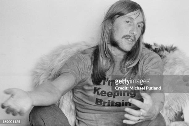 English singer-songwriter and musician Dave Brock, of space rock group Hawkwind, at Rockfield Studios, Monmouthshire, Wales, 17th September 1972.
