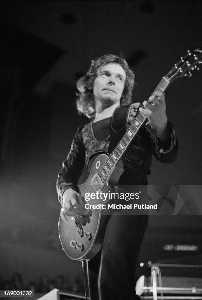 Guitarist Paul Kossoff performing with English rock group Free, at Fairfield Halls, Croydon, London, 12th September 1972.