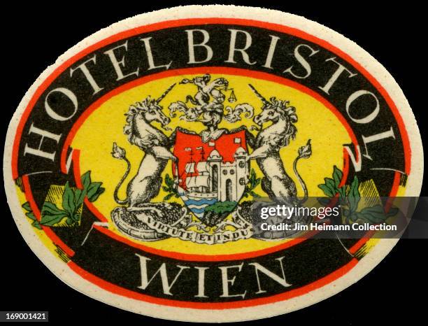 Luggage label for Hotel Bristol in Vienna from 1946 in Austria.