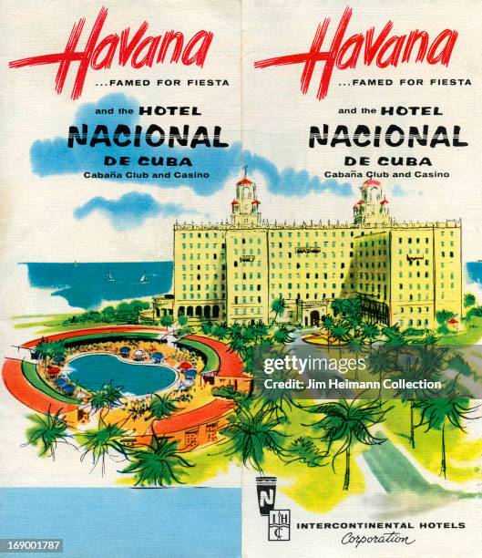 Tourism brochure for Havana by Intercontinental Hotels Corporation reads "Havana, Famed for Fiesta and the Hotel Nacional de Cuba, Cabana Club and...