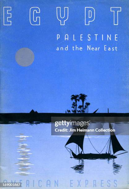 Tourism brochure for Egypt and Palestine by American Express reads "Egypt, Palestine and the Near East" from 1937 in Egypt.