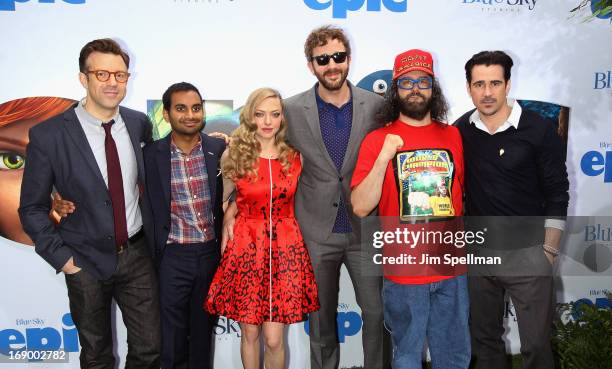 Actors Jason Sudeikis, Aziz Ansari, Amanda Seyfried, Chris O'Dowd, Judah Friedlander and Colin Farrell attend the "Epic" New York Screening on May...