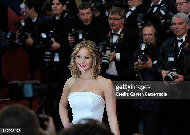 Actress Jennifer Lawrence attends "Jimmy P. " Premiere during the 66th Annual Cannes Film Festival at Grand Theatre Lumiere on May 18, 2013 in...