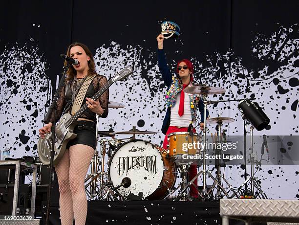 Lizzy Hale and Arejay Hale of Halestorm performs during 2013 Rock On The Range at Columbus Crew Stadium on May 18, 2013 in Columbus, Ohio.
