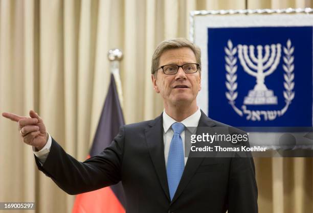 German Foreign Minister Guido Westerwelle before a meeting with Shimon Peres, President of Israel, on May 17, 2013 in Jerusalem, Israel. The issues...