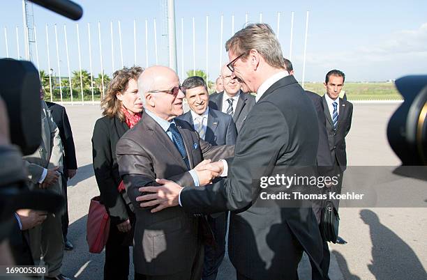 German Foreign Minister Guido Westerwelle meets the Foreign Minister of Algeria, Mourad Medelci, on May 18, 2013 in Algiers, Algeria. The issues...