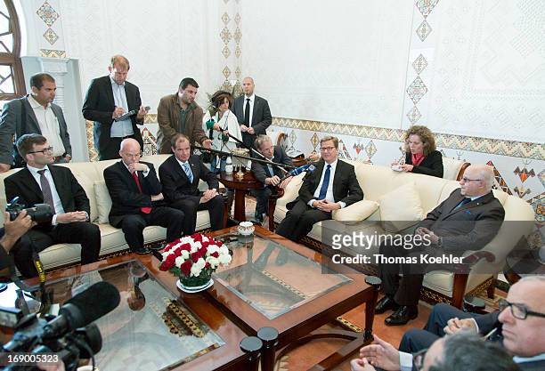 German Foreign Minister Guido Westerwelle meets the Foreign Minister of Algeria, Mourad Medelci, on May 18, 2013 in Algiers, Algeria. The issues...