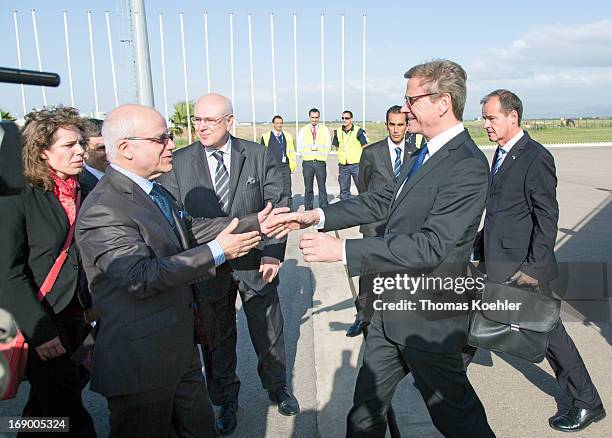 German Foreign Minister Guido Westerwelle meets the Foreign Minister of Algeria, Mourad Medelci, on May 18, 2013 in Algiers, Algeria. The issues...