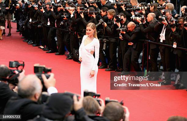 Model Doutzen Kroes attends the 'Jimmy P. ' Premiere during the 66th Annual Cannes Film Festival at the Palais des Festivals on May 18, 2013 in...