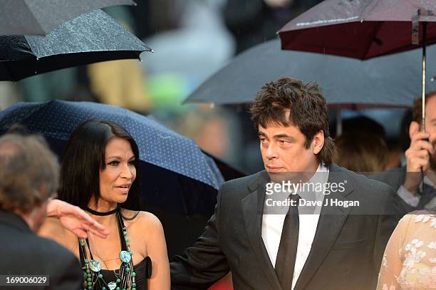 Actor Benicio Del Toro and actress Michelle Thrush attends the 'Jimmy P. ' Premiere during the 66th Annual Cannes Film Festival at the Palais des...