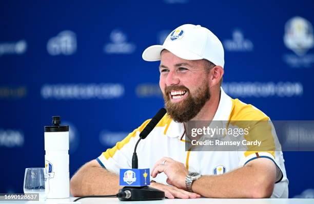 Rome , Italy - 26 September 2023; Shane Lowry of Europe during a press conference before the 2023 Ryder Cup at Marco Simone Golf and Country Club in...