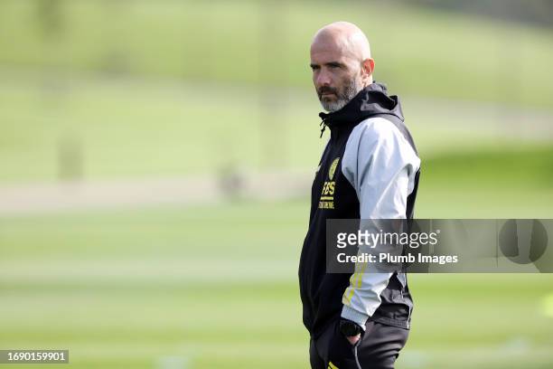 Leicester City Manager Enzo Maresca during the Leicester City training session at Leicester City Training Ground, Seagrave on September 25, 2023 in...