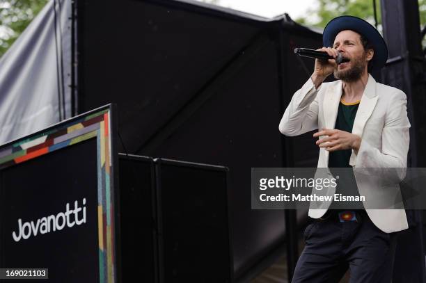 Lorenzo Cherubini AKA Jovanotti performs on stage during the 2013 Great GoogaMooga at Prospect Park on May 18, 2013 in the Brooklyn borough of New...