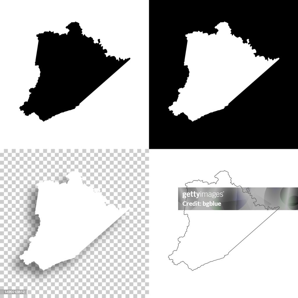 Pike County, Kentucky. Maps for design. Blank, white and black backgrounds