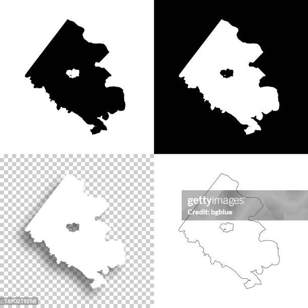 fairfax county, virginia. maps for design. blank, white and black backgrounds - fairfax county stock illustrations