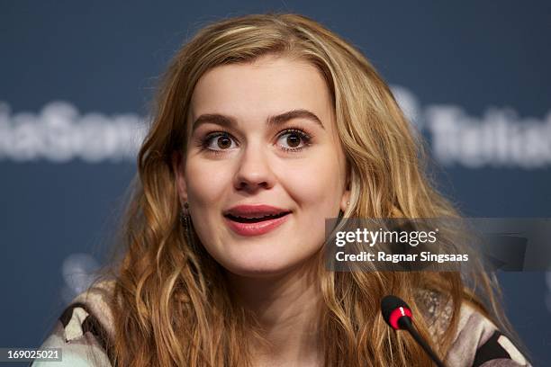 Emmelie de Forest of Denmark attends a photocall after winning the Eurovision Song Contest 2013 at Malmo Arena on May 18, 2013 in Malmo, Sweden.