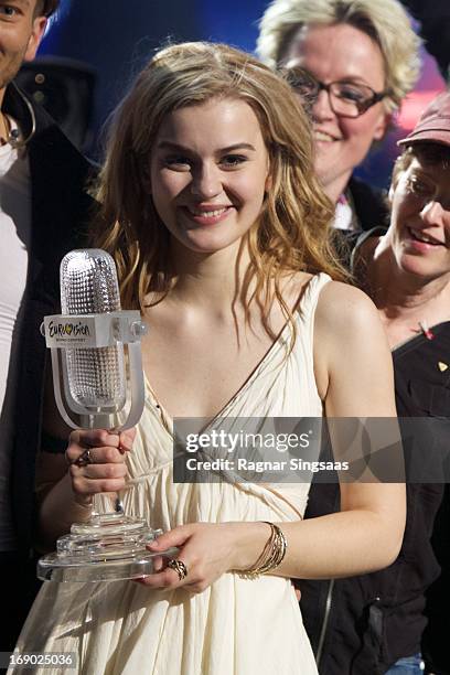 Emmelie de Forest of Denmark wins the Eurovision Song Contest 2013 at Malmo Arena on May 18, 2013 in Malmo, Sweden.