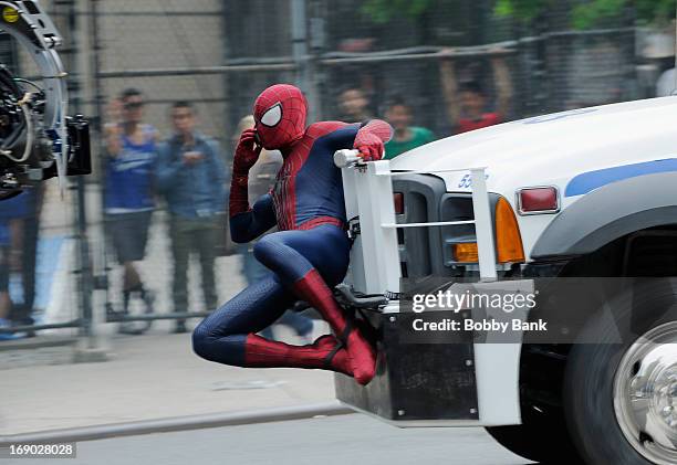 Andrew Garfield on the set of "The Amazing Spider-Man 2" on May 18, 2013 in New York City.