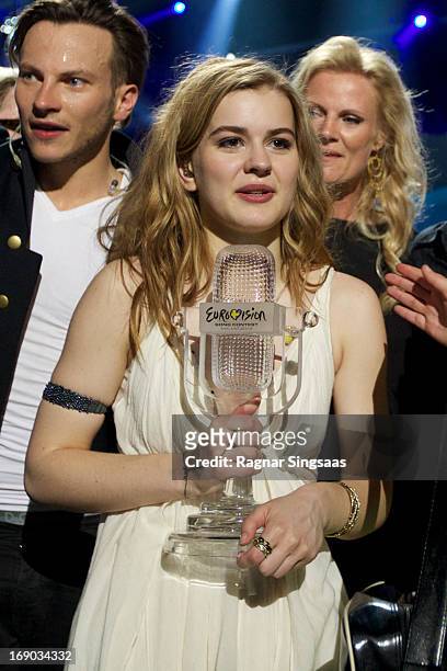 Emmelie de Forest of Denmark performs on stage after winning the Eurovision Song Contest 2013 at Malmo Arena on May 18, 2013 in Malmo, Sweden.