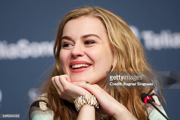 Emmelie de Forest of Denmark attends a photocall after winning the Eurovision Song Contest 2013 at Malmo Arena on May 18, 2013 in Malmo, Sweden.