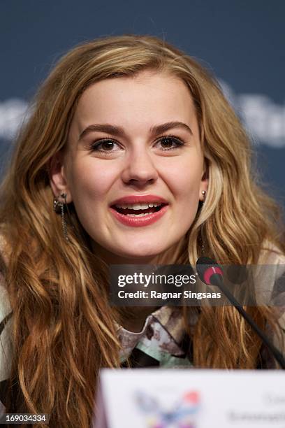 Emmelie de Forest of Denmark attends a photocall after winning the Eurovision Song Contest 2013 at Malmo Arena on May 18, 2013 in Malmo, Sweden.