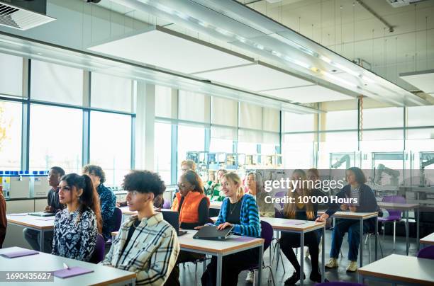 students sitting in class at technical college - gymnasium bildbanksfoton och bilder