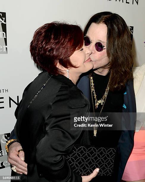 Sharon Osbourne and husband Ozzy Osbourne arrive at An Evening With Women benefiting The L.A. Gay & Lesbian Center at the Beverly Hilton Hotel on May...