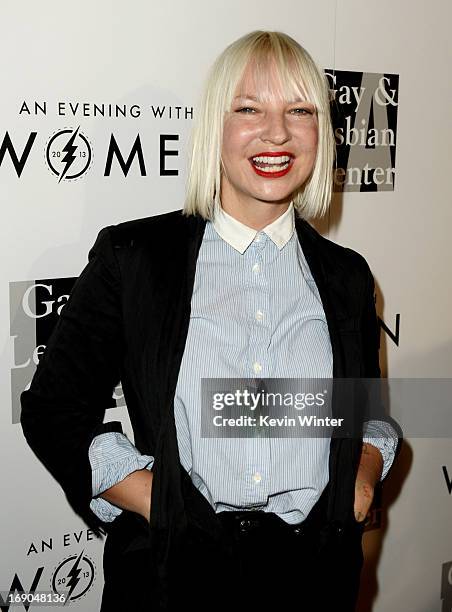 Singer Sia arrives at An Evening With Women benefiting The L.A. Gay & Lesbian Center at the Beverly Hilton Hotel on May 18, 2013 in Beverly Hills,...