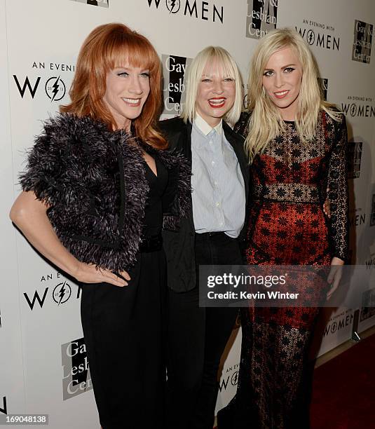 Comedian Kathy Griffin, singers Sia and Natasha Bedingfield arrive at An Evening With Women benefiting The L.A. Gay & Lesbian Center at the Beverly...