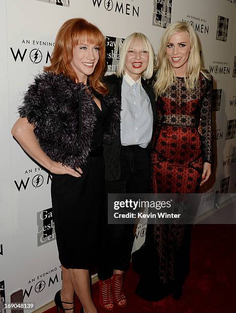 Comedian Kathy Griffin, singers Sia and Natasha Bedingfield arrive at An Evening With Women benefiting The L.A. Gay & Lesbian Center at the Beverly...