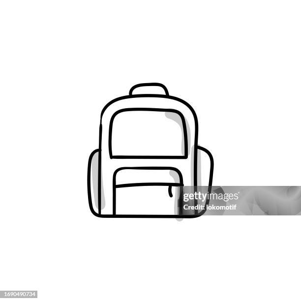 school bag sketchy doodle vector icon with editable stroke - packing backpack stock illustrations