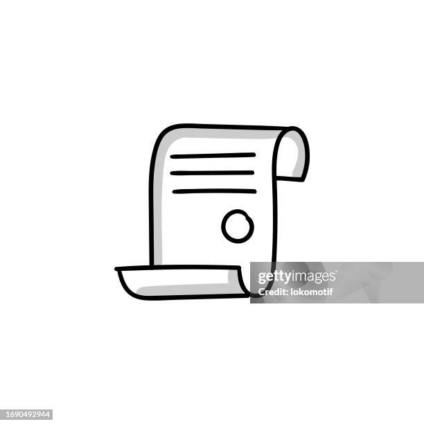 certificate sketchy doodle vector icon with editable stroke - acceptance letter stock illustrations