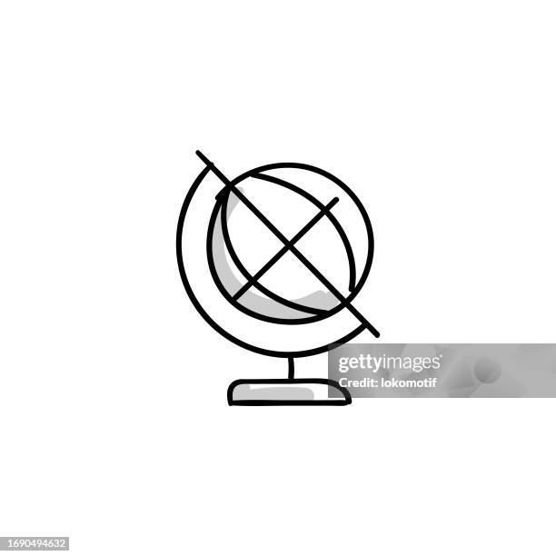 desk globe sketchy doodle vector icon with editable stroke - student leader icon stock illustrations