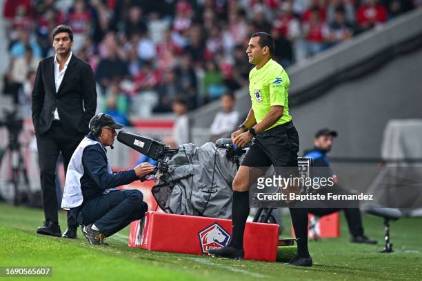The substitute referee Ali DJEDID during the French Ligue 1 Uber Eats soccer match between Lille Olympique Sporting Club and Stade de Reims at Stade...