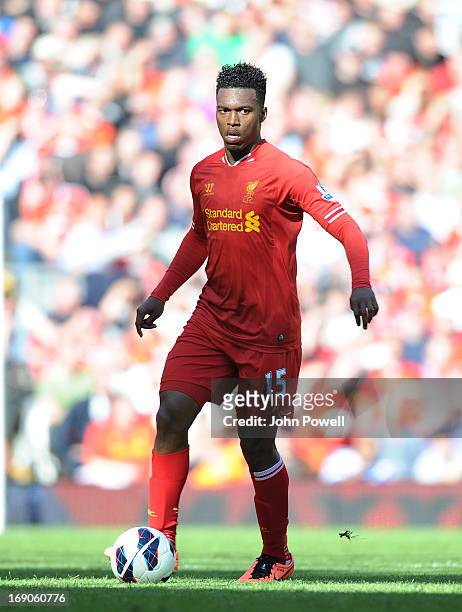 Daniel Sturridge of Liverpool in action during the Barclays Premier League match between Liverpool and Queens Park Rangers at Anfield on May 19, 2013...
