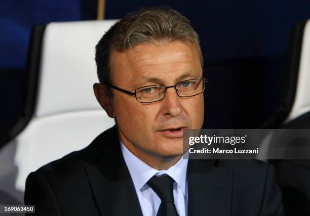 Cagliari Calcio manager Ivo Pulga looks on before the Serie A match between Cagliari Calcio and S.S. Lazio at Stadio Nereo Rocco on May 19, 2013 in...