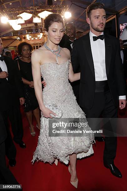 Justin Timberlake and Jessica Biel attend the Premiere of 'Inside Llewyn Davis' at The 66th Annual Cannes Film Festival on May 19, 2013 in Cannes,...