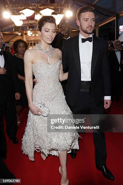 Justin Timberlake and Jessica Biel attend the Premiere of 'Inside Llewyn Davis' at The 66th Annual Cannes Film Festival on May 19, 2013 in Cannes,...