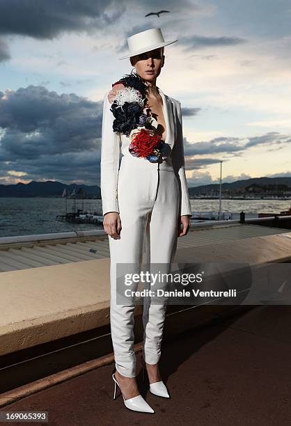 Olga Sorokina poses on the Croisette during the 66th Annual Cannes Film Festival on May 19, 2013 in Cannes, France.