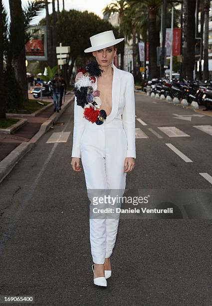 Olga Sorokina poses on the Croisette during the 66th Annual Cannes Film Festival on May 19, 2013 in Cannes, France.