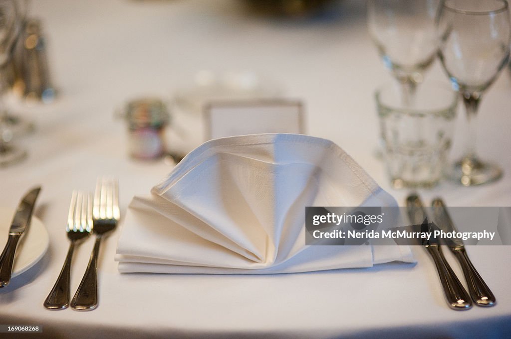 Table setting at wedding reception